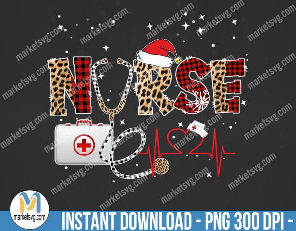 Nurse Christmas Sublimation, Heart Beat, Sublimation Png, Sublimation, PNG File, PNG, CP453