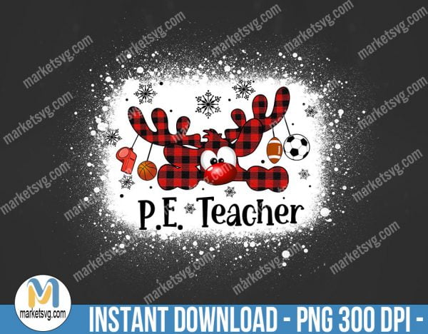 P.E Teacher Sublimation, Reindeer Bundle, Sublimation Png, Sublimation, PNG File, PNG, CP455