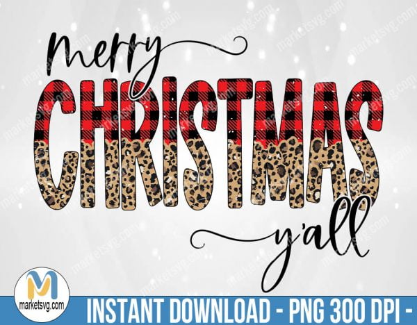 Merry Christmas Y'all Lumberjack Leopard, Sublimation Png, Sublimation, PNG File, PNG, CP485