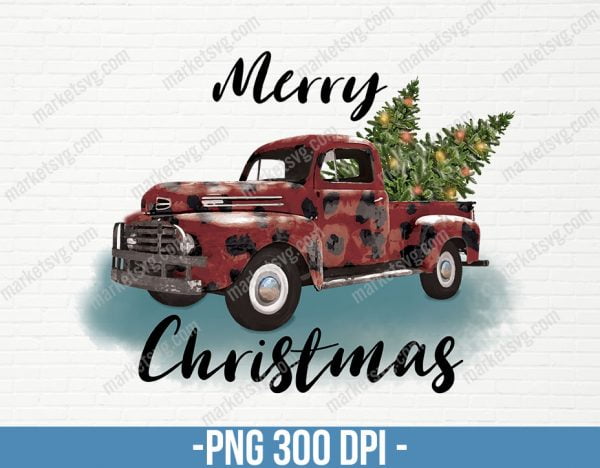 Merry Christmas Truck Sublimation, Christmas Truck PNG, Christmas Png, Sublimation Graphics,Merry Christmas, Vintage Truck, CP58