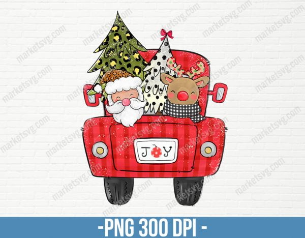 Merry Christmas Red Truck Sublimation Designs Downloads, Sublimation Graphics,Merry Christmas,Red Plaid, Vintage Truck, CP75