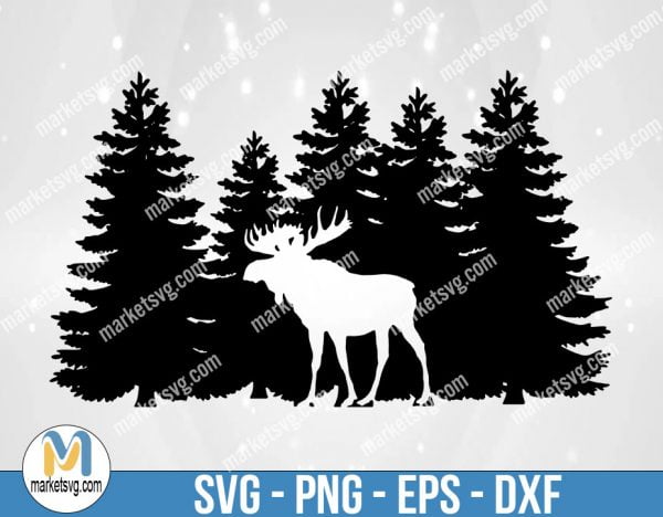 Moose with trees SVG, moose and trees svg, moose svg, moose digital download, Moose and trees digital download, FC16