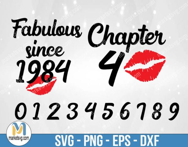 Fabulous Since Birth Year with all dates svg, Chapter svg, birthday svg, Fifty svg, Forty svg, 30 svg, Birthday Diva svg file, FC42
