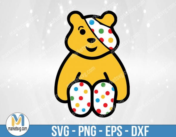 Pudsey bear svg, Digital download, SVG, PNG, Children in Need svg, charity svg png, FC45