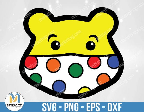 Pudsey SVG, Pudsey bear svg, Vector Digital file download, Grouped layers svg file, Cricut Clipart file, FC47