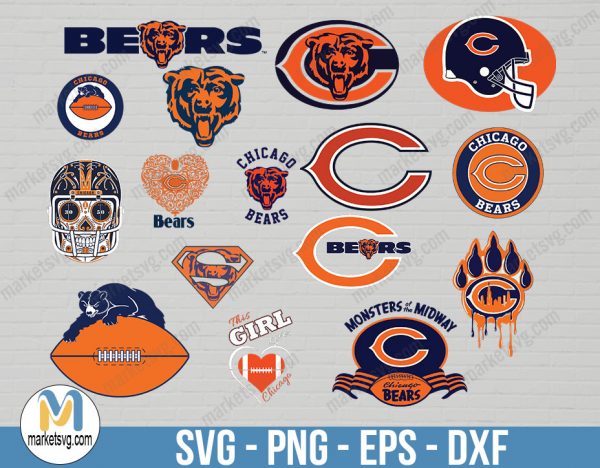 Chicago Bears, Chicago Bears svg, Bundle svg, NFL Bundle svg, Logo svg, NFL svg, NFL Team svg, Sports svg, Cricut, NFL6