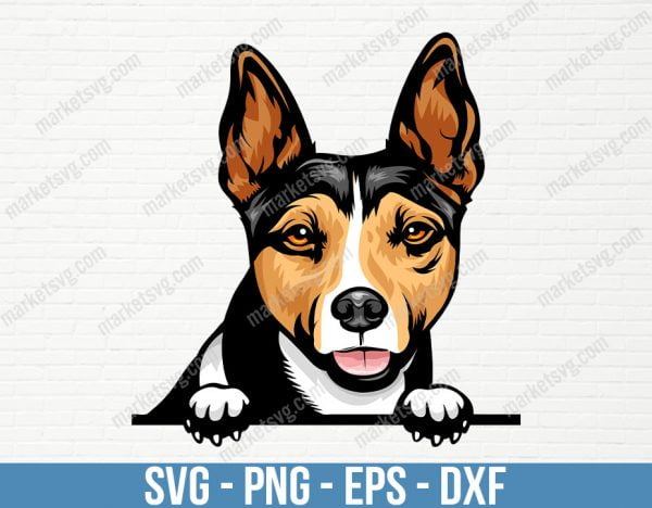 Rat Terrier Dog Peeking Peek-A-Boo Breed Face Happy Puppy Animal Pet Hound Parson Jack Russell Color Artwork Logo, PD26