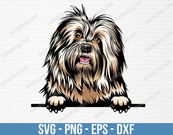 Old English Sheepdog Dog Peeking Peek-A-Boo Breed Happy Face Puppy Pup Pet Canine Lhasa Apso Color Artwork Logo, PD44