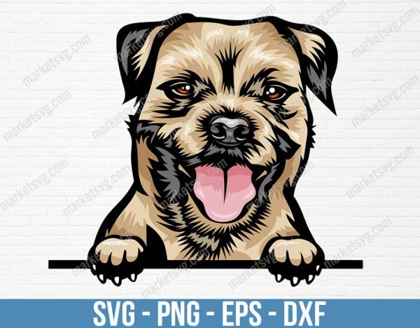 Border Terrier Dog Peeking Peek-A-Boo Breed Happy Face Puppy Animal Pet Pedigree Color Art Artwork Design, PD88