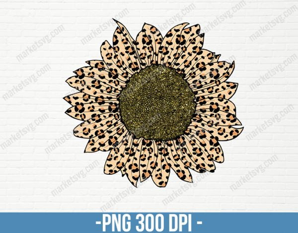Sunflower Png, Leopard Sunflower Png, Fall Png, Gold Sunflower Png, Leopard Print, Cheetah Leopard Sunflower, Sublimation, SU73