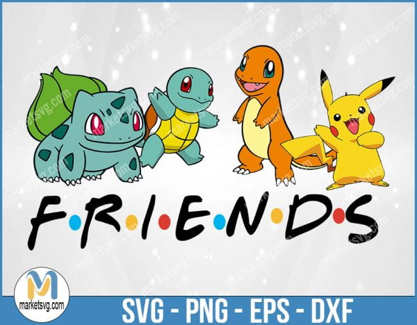 Pokemon Friends SVG, Friends SVG, Charmander SVG, Cricut, svg Files, Silhouette, CH1
