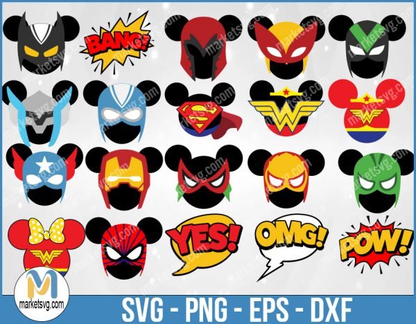 Mickey Super Hero, Disney Bundle, Mickey Mouse SVG, Minnie Mouse SVG, Mickey and Minnie SVG, DB10