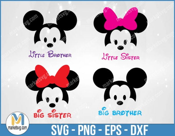 Disney SVG, Mickey Minnie Big, Little Sister Brother, Family svg, Mickey Mouse SVG, Minnie Mouse SVG, DB9