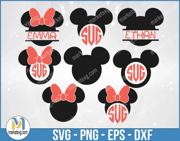Miky Head, Head svg, Mickey Head Monogram, Disney Bundle, Mickey Mouse SVG, Minnie Mouse SVG, DB26
