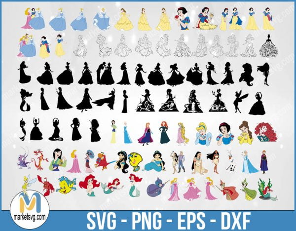 Disney Princesses, DisneyBundle, Mickey Mouse SVG, Minnie Mouse SVG, Mickey and Minnie SVG, DB4