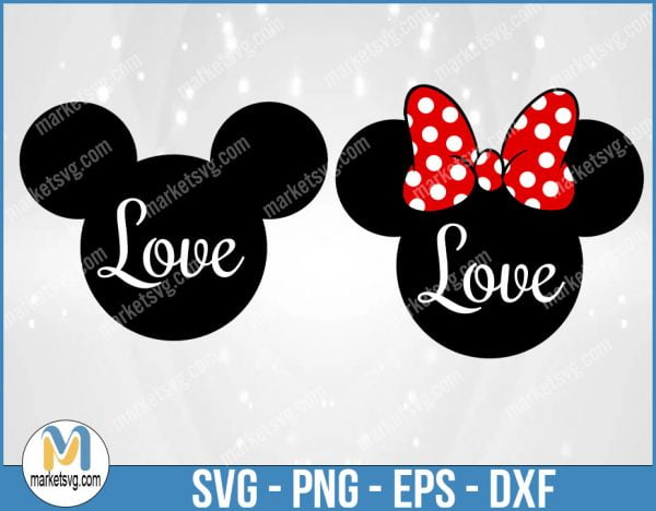 Disney svg, Mickey Love SVG, Minnie SVG, Mickey Mouse Svg, Minnie Mouse Svg, Family Vacation Svg, For Cricut, For Silhouette, Cut File, DN216