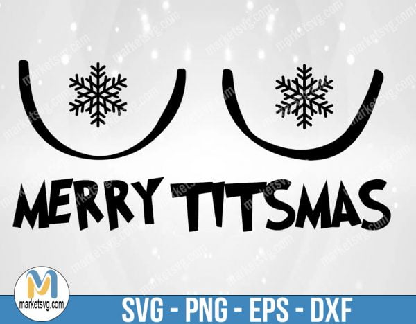 Merry Titsmas Sweatshirts Cartoon Boobs Tits, Funny Rude Alternative Christmas Jumper Sweater Xmas, FC63