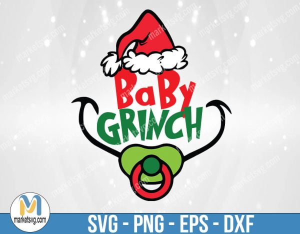 Baby Grinch Christmas,Cricut Vinyl Digital File,Print & Cut SVG, SVG Vector File,High Quality Transparent Background, FC77