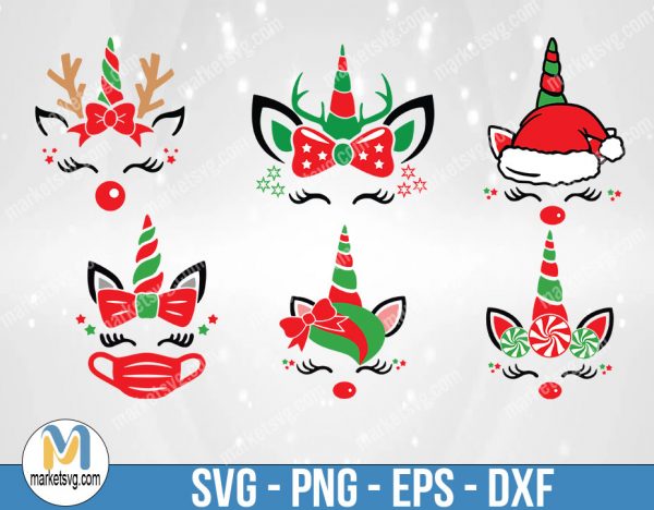 Unicorn Christmas SVG, Christmas Unicorn SVG, Unicorn svg, Merry Christmas, Holiday Unicorn, Celebrate Unicorn, Unicorn Headset SVG, FR108