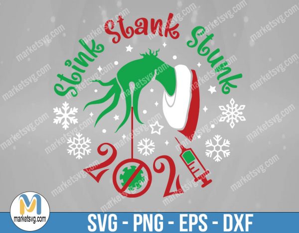 2021 Stink stank stunk svg, circle tile ornament Christmas svg, Grinch Fingers png, grinch drink up svg, Grinch SVG file for Cricut, Cameo, FR117