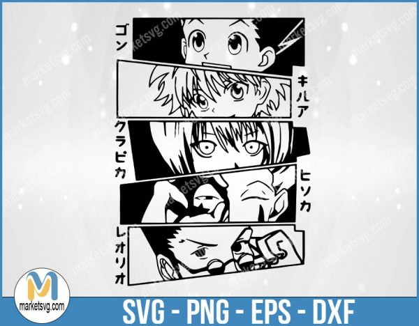 Hunter x Hunter SVG, Anime Svg, Manga Svg, Cut Files For Cricut, Silhouette, Killua Zoldyck, Gon Freecss, Hisoka, NA4