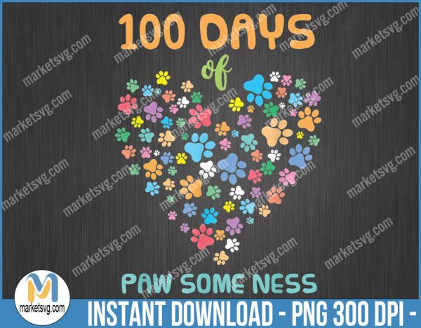Dog Paw 100 Days of School Animal Funny, 100 Days Of School png, png, BP27