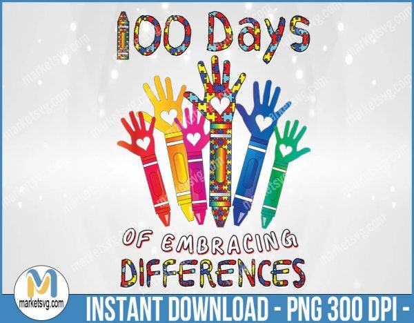Autism Awareness Embrace Differences, 100 Days Of School, BP32