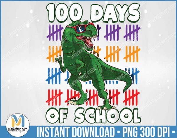 100 Days Of School PNG, 100th Day Dino PNG, BP9