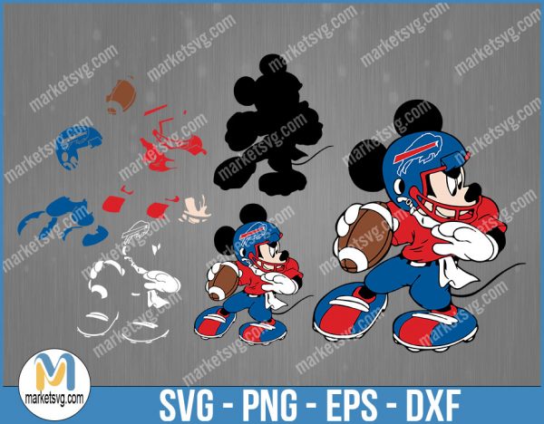 Buffalo Bills Football Mickey SVG, Design For Cricut Silhouette, Cut Files, Layered And Print And Cut, NFL Svg, Buffalo Bills Svg, NFL102