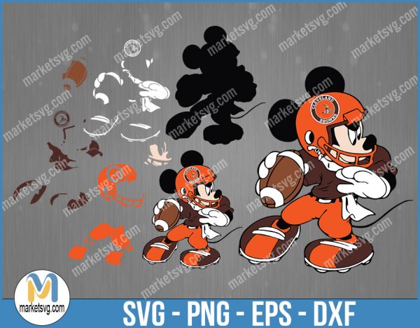 Cleveland Browns Football Mickey SVG, Design For Cricut, Silhouette, Cut Files, Layered And Print And Cut, NFL Svg, Browns Svg, NFL106