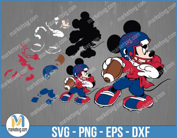 New York Giants Football Mickey SVG Design For Cricut Silhouette Cut Files Layered And Print And Cut, NFL Svg, Giants Svg, NFL121