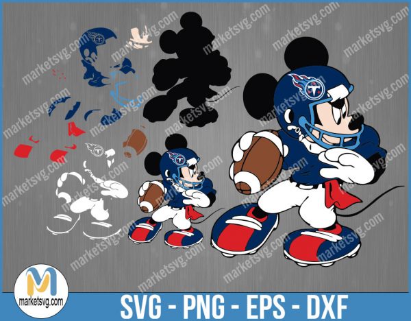 Tennessee Titans Football Mickey SVG, Design For Cricut, Silhouette, Cut Files, Layered And Print And Cut, NFL Svg, Titans Svg, NFL124