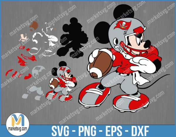 Tampa Bay Buccaneers Football Mickey SVG, Design For Cricut, Silhouette, Cut Files Layered And Print And Cut, NFL Svg, Buccaneers Svg, NFL126