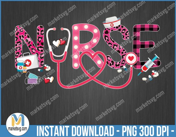 LOVE Stethoscope Nurse Life Valentine Day 2021 Women Gift, Valentine PNG, Sublimation, png file, VP12