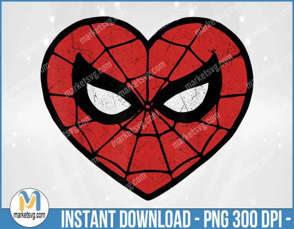 Marvel Spider-Man Face Mask Valentine's Heart, Valentine PNG, Sublimation, png file, VP16