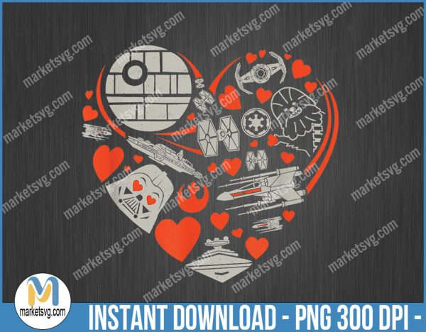Star Wars Valentine's Day Heart Galaxy, Valentine PNG, Sublimation, png file, VP22