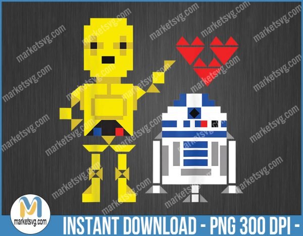 Star Wars C-3PO R2-D2 Droid Love Valentine's Graphic, Valentine PNG, Sublimation, png file, VP25