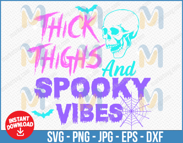 Thick Thighs and Spooky Vibes Workout SVG, Spooky svg, Halloween Pumpkin svg,  Halloween Svg, Halloween Svg
