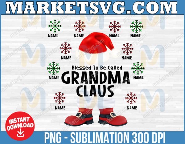 Blessed To Be Called Grandma Claus PNG, Santa png,  Digital Download - Sublimation File Download - Blessed Grandma Printable Digital Download