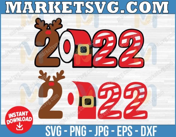 Merry Christmas 2022 bundle svg, Toilet Paper 2022, Toilet paper svg, Reindeer svg, Santa's hat svg, 2020 Svg, Quarantine svg, 2022 svg