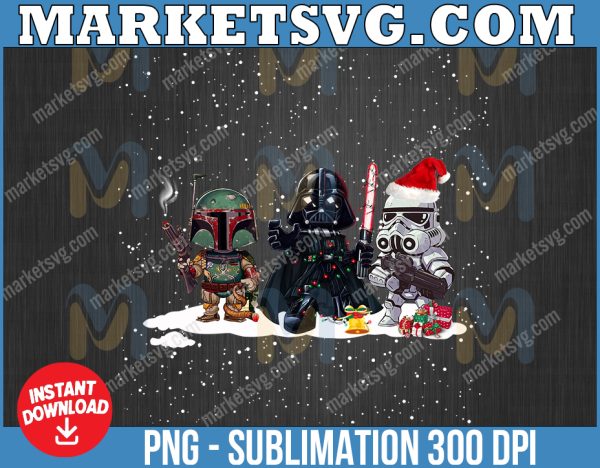 Star War Funny Christmas png, Cute Star War png, Star War png, Christmas Gifts, Storm Trooper, Darth Vader, Santa Hat