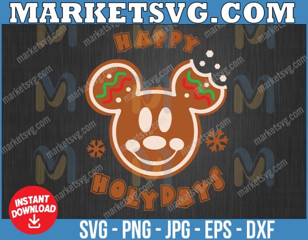 Happy holy days svg, Mickey face svg, Snow svg, Merry Chrismas svg, Christmas 2022,svg, eps, svg file, png, svg, Cricut, Digital download