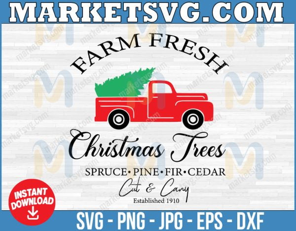 Farm Fresh SVG, Christmas farmhouse SVG, Christmas svg, Christmas sign, farm fresh Christmas trees svg, eps, dxf, png cut file, Silhouette