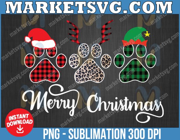 Merry Christmas Dog Prints Holiday SVG, Santa's hat svg, Merry Chrismas svg, Christmas 2022,svg, eps, svg file, png, svg, Cricut, Digital download