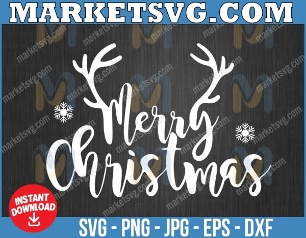 Christmas Deer Svg, Merry Christmas Svg, Winter Holiday Svg, Png Eps Dxf Vinyl, Decal, Digital Cut Files