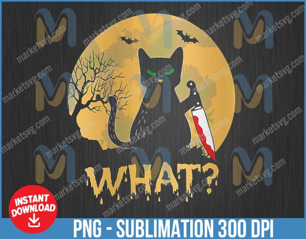 What? Cat PNG, Murderous white Cat With Knife png, Halloween white Cat png, Sublimation Design Downloads