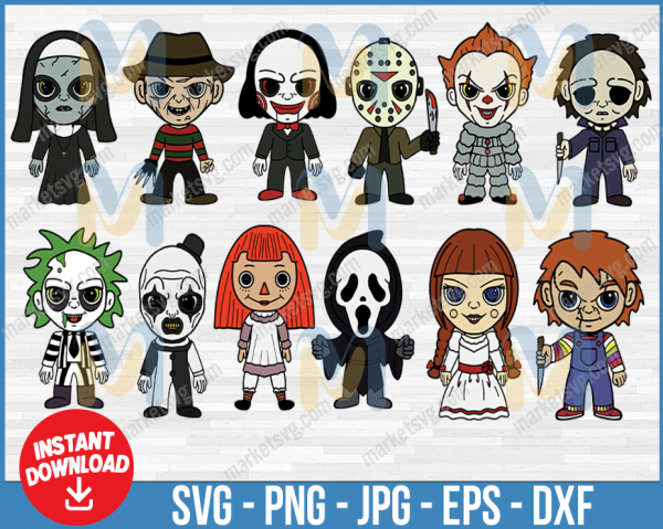 Halloween Character SVG Bundle, Horror Character SVG, Halloween svg, Cute Horror Character, Halloween Movie Character, Cricut, Silhouette
